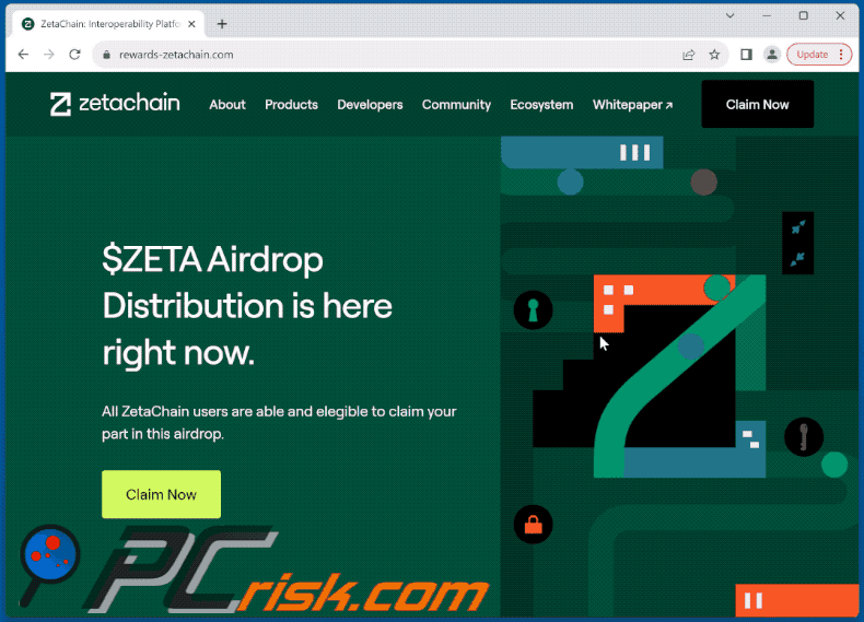 Weergave van de ZetaChain Airdrop scam (GIF)