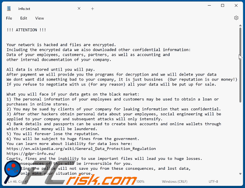 BackMyData ransomware losgeldbrief uiterlijk (info.txt)