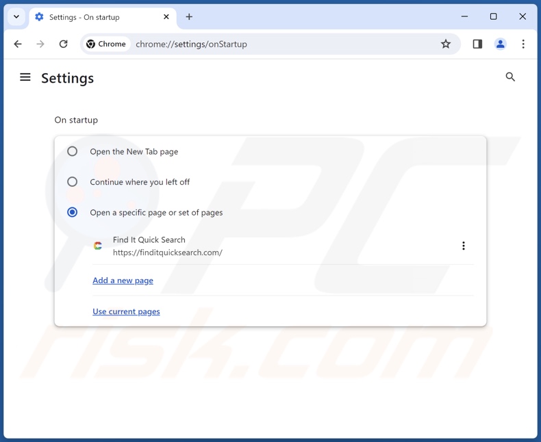 Finditquicksearch.com verwijderen uit de startpagina van Google Chrome