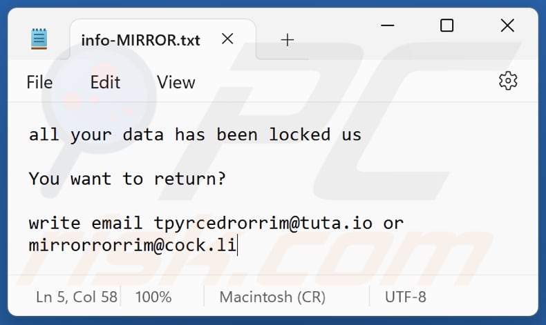 MIRROR ransomware tekstbestand (info-MIRROR.txt)