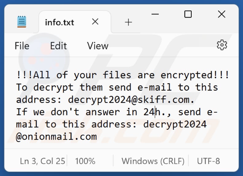 New24 ransomware tekstbestand (info.txt)