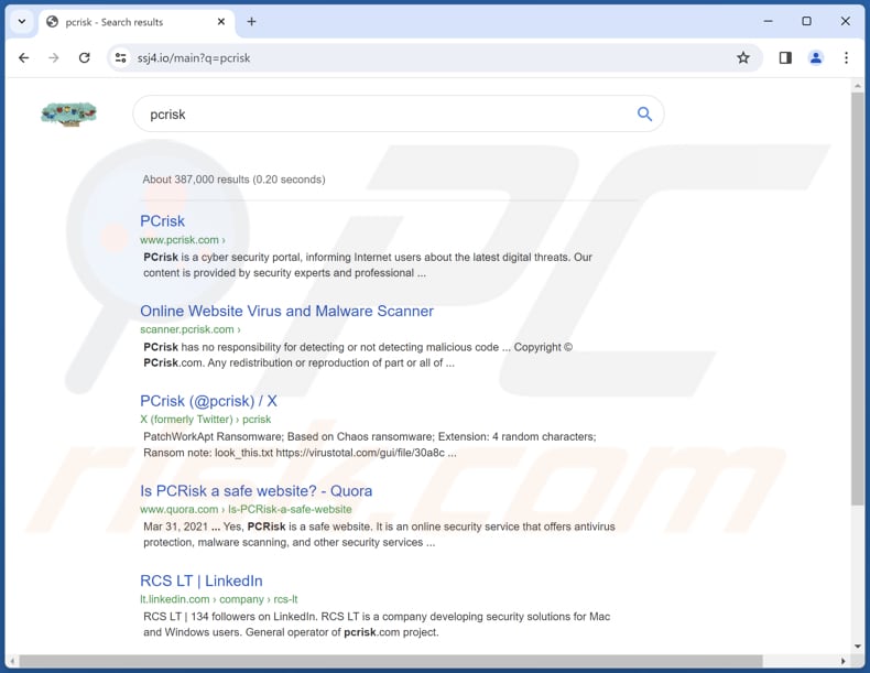 ssj4.io toont zijn zoekresultaten