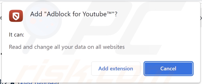Adblock voor Youtube vraagt om verschillende toestemmingen