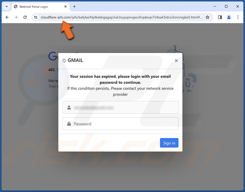 Email Failed To Sync bedrieglijke e-mail gepromote phishingsite