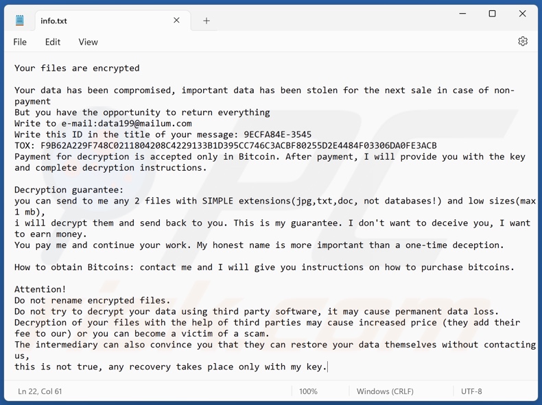 FORCE ransomware tekstbestand (info.txt)
