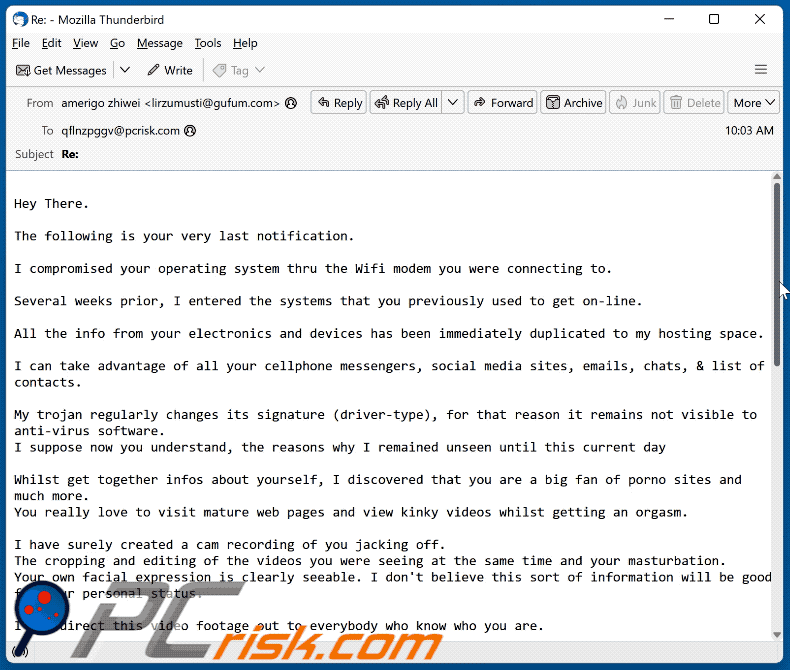 I Compromised Your Operating System Oplichterij e-mail verschijning (GIF)