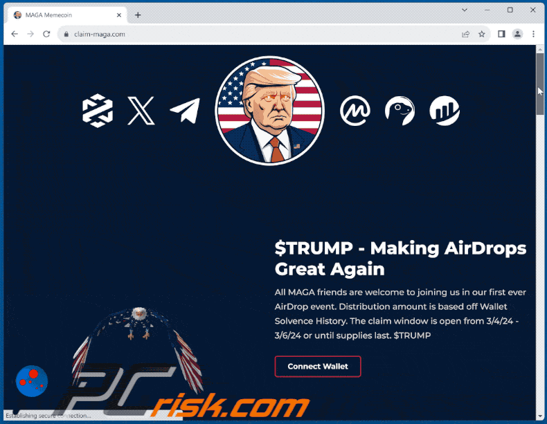 Verschijning van MAGA Airdrop oplichterij
