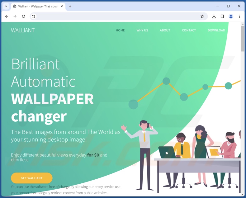 Website gebruikt om Walliant PUA te promoten