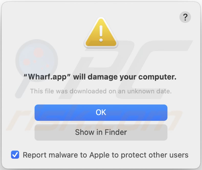 Wharf.app adware waarschuwing