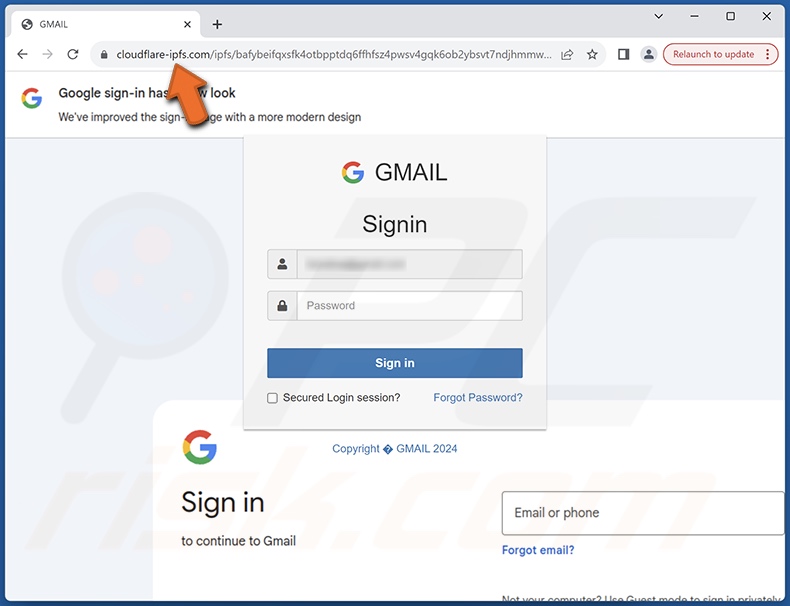 Account Protection bedrieglijke e-mail gepromote phishingsite