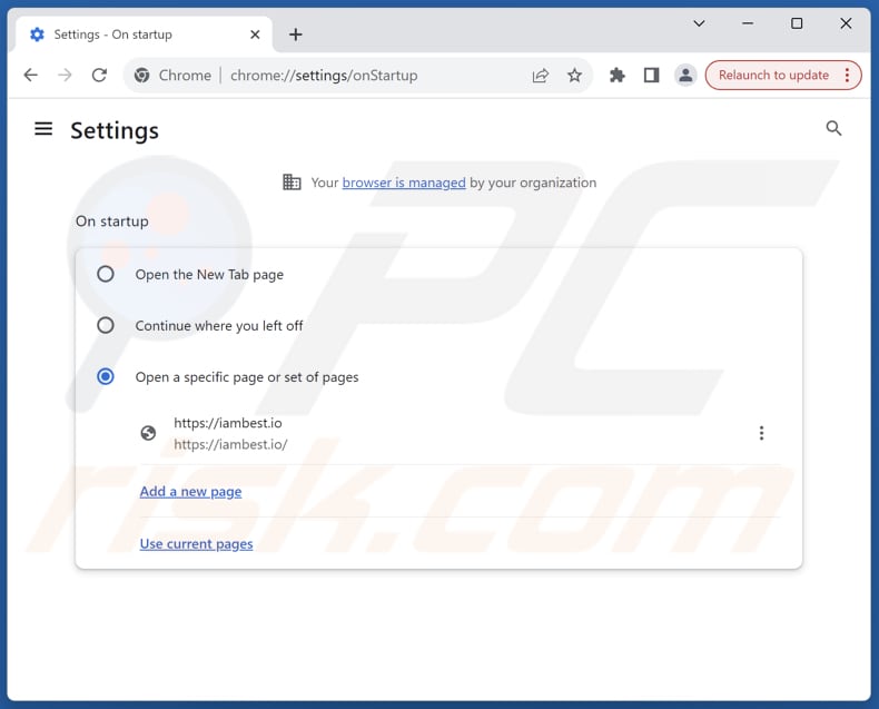 iambest.io verwijderen uit de startpagina van Google Chrome