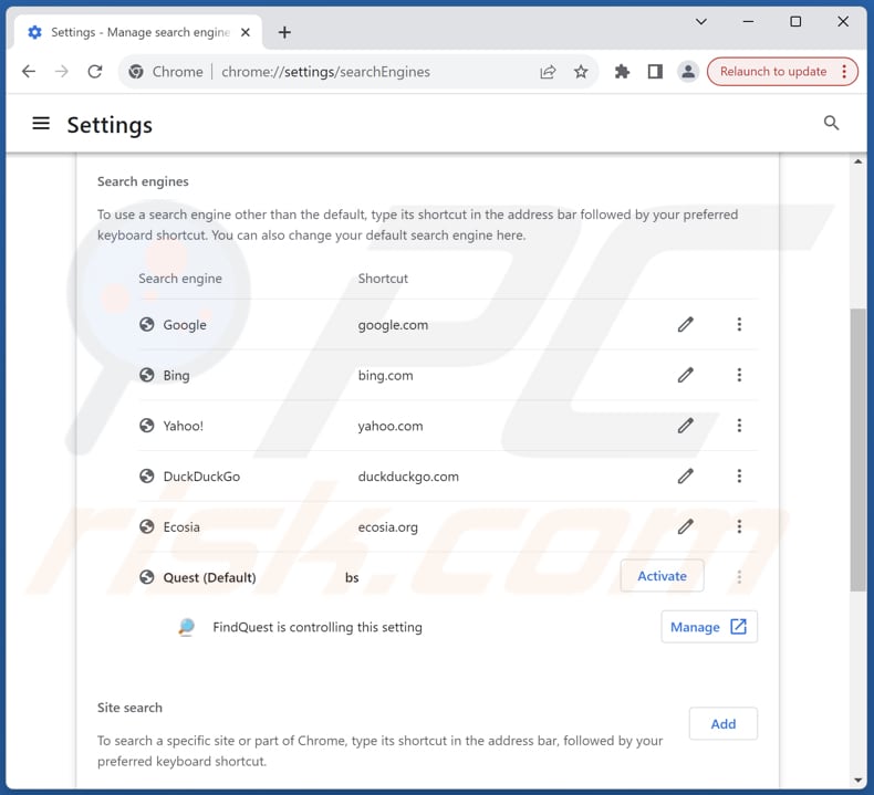 iambest.io verwijderen uit de standaardzoekmachine van Google Chrome