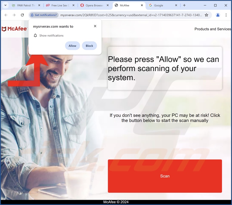 mysrverav[.]com pop-up omleidingen