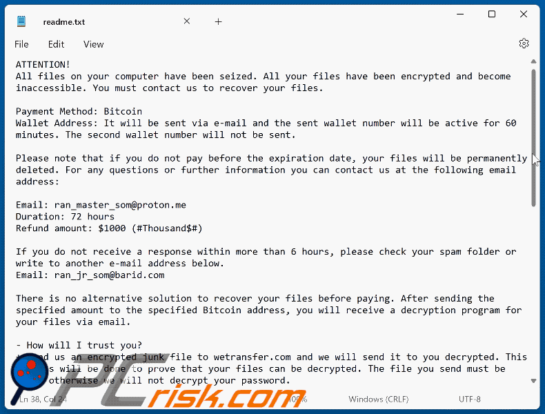 Shadow (Ran_jr_som) ransomware losgeld notitie (readme.txt)