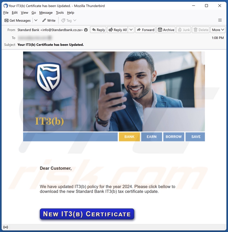 Standard Bank IT3(b) Policy spam e-mailcampagne