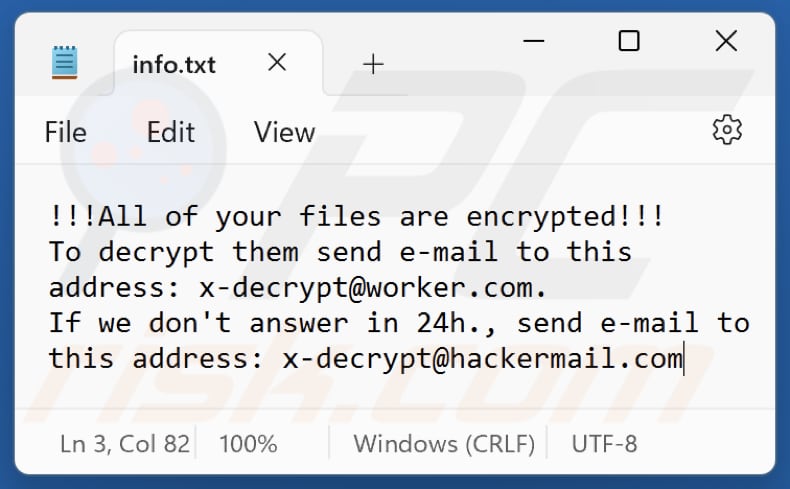 xDec ransomware tekstbestand (info.txt)