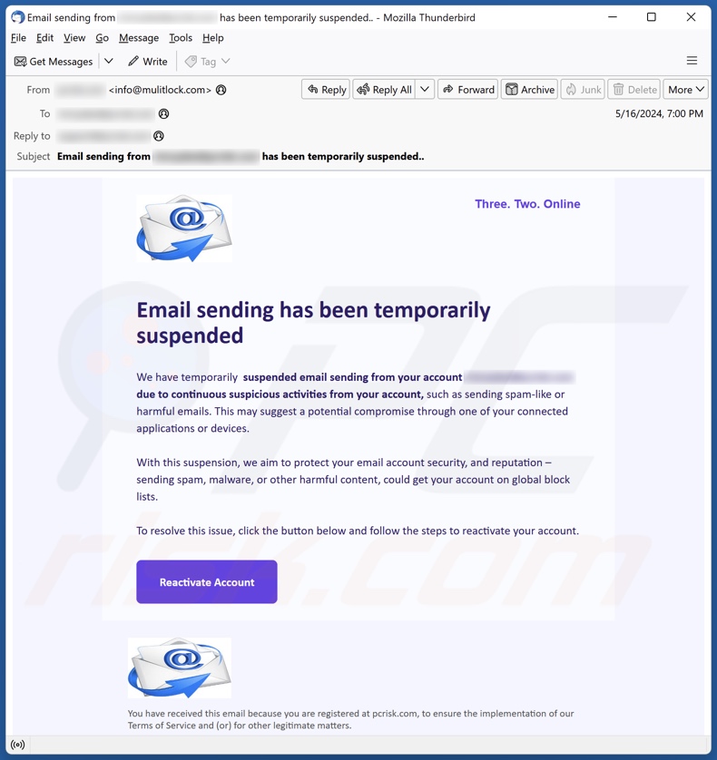 Email Sending Has Been Temporarily Suspended spam e-mailcampagne