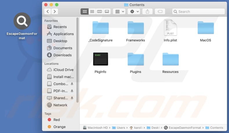EscapeDaemonFormat adware installatie map