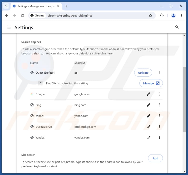 Findflarex.com uit de standaardzoekmachine van Google Chrome verwijderen