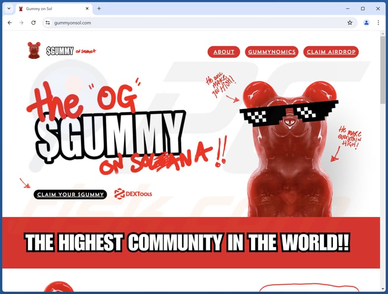 GUMMY airdrop echte website oplichterij (gummyonsol.com)