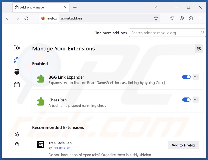 Aan hotsearch.io gerelateerde Mozilla Firefox-extensies verwijderen