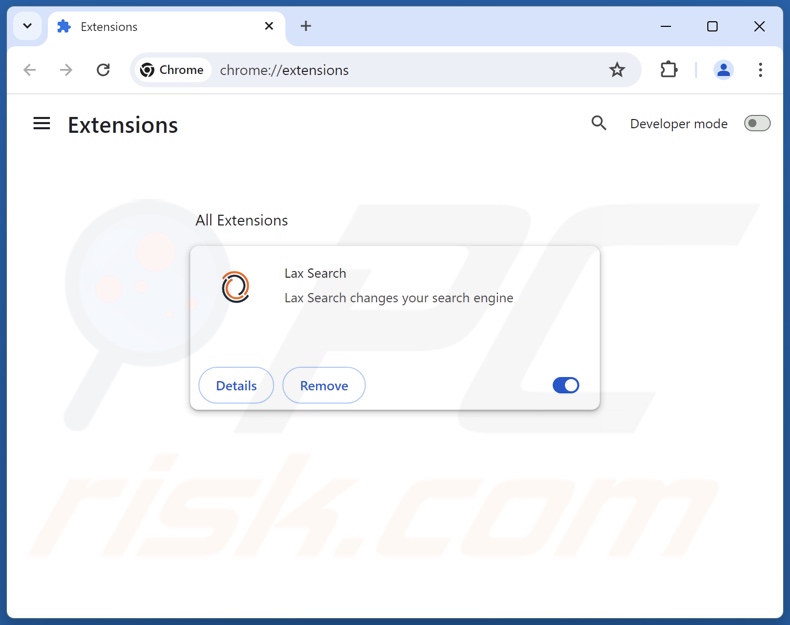 Aan laxsearch.com gerelateerde Google Chrome-extensies verwijderen