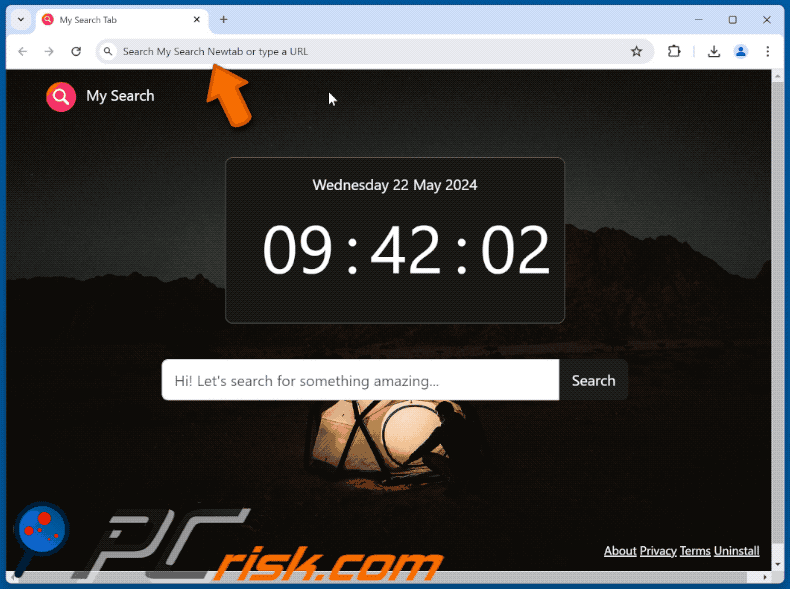 My Search Newtab browser hijacker leidt om naar Bing (GIF)