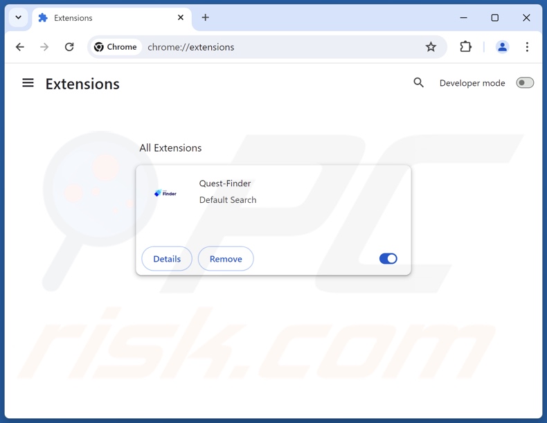 Quest-finder.com gerelateerde Google Chrome-extensies verwijderen