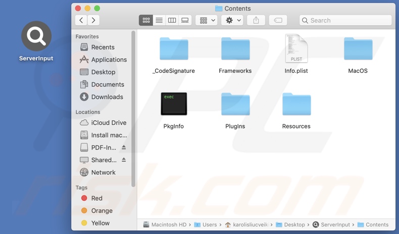 ServerInput adware installatiemap