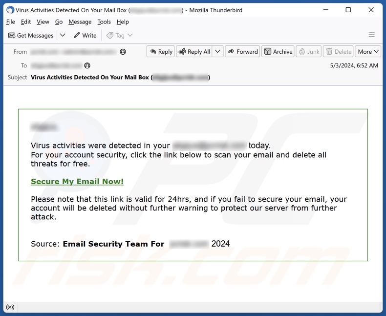 Virus Activities Were Detected spam e-mailcampagne