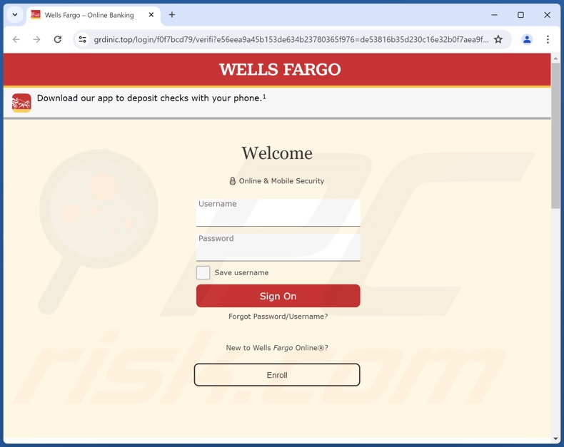 Wells Fargo - Account Verification Required bedrieglijke e-mail gepromote phishingsite
