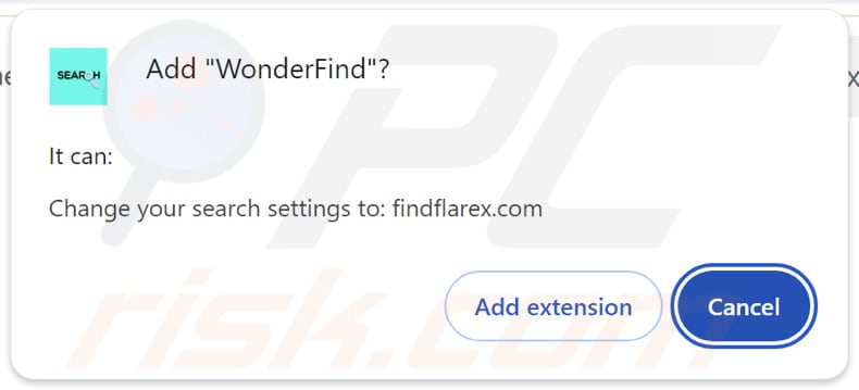 WonderFind browser hijacker vraagt om toestemming
