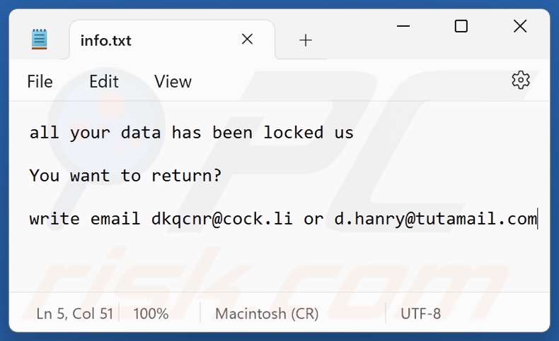 Dkq ransomware tekstbestand (info.txt)