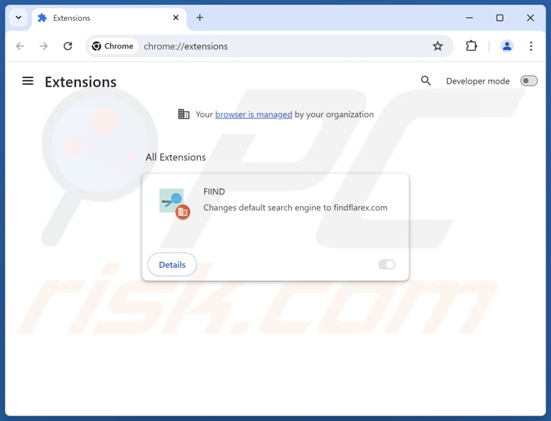 Aan findflarex.com gerelateerde Google Chrome-extensies verwijderen