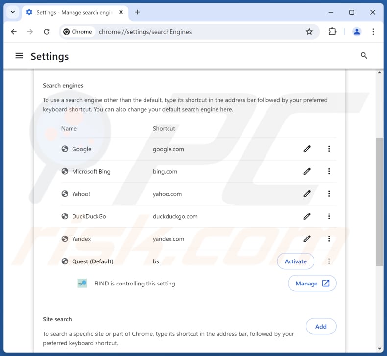 Findflarex.com uit de standaardzoekmachine van Google Chrome verwijderen