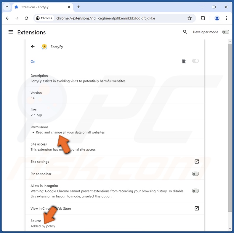 FortyFy browserextensie details