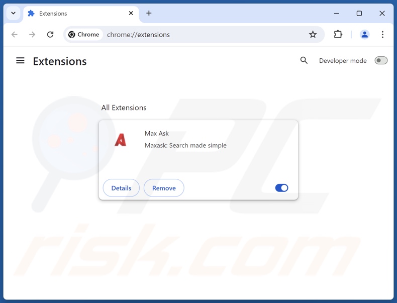 Maxask.com gerelateerde Google Chrome-extensies verwijderen