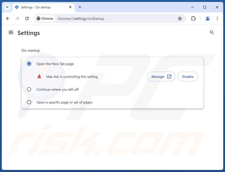 Maxask.com verwijderen uit de startpagina van Google Chrome