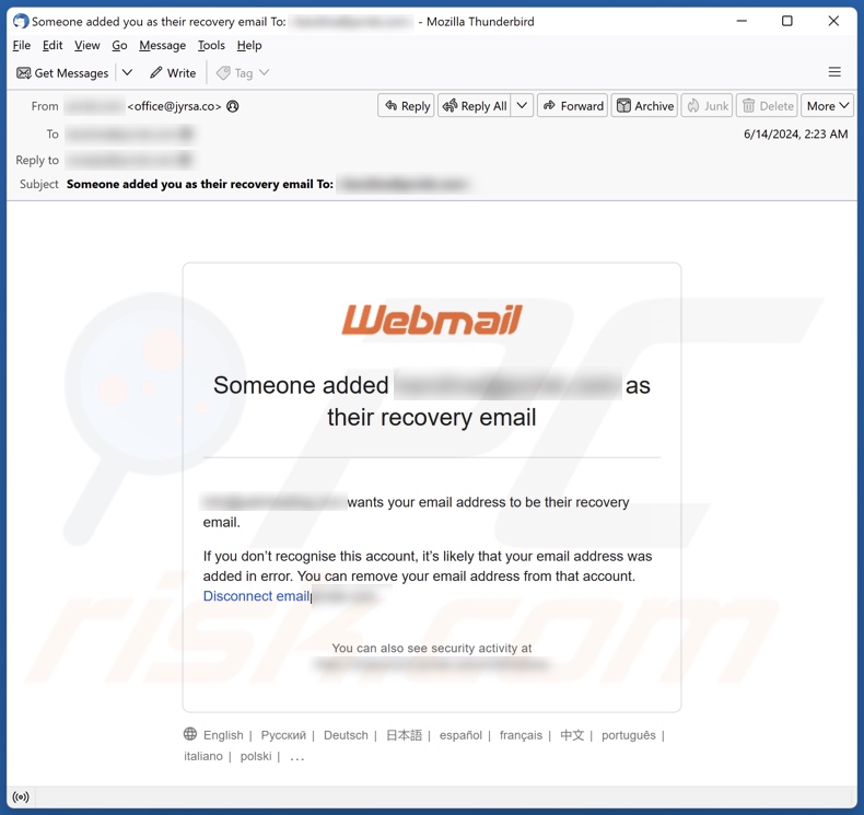 Someone Added You As Their Recovery spam e-mailcampagne
