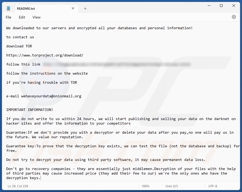 Trinity ransomware losgeldbrief (README.txt)