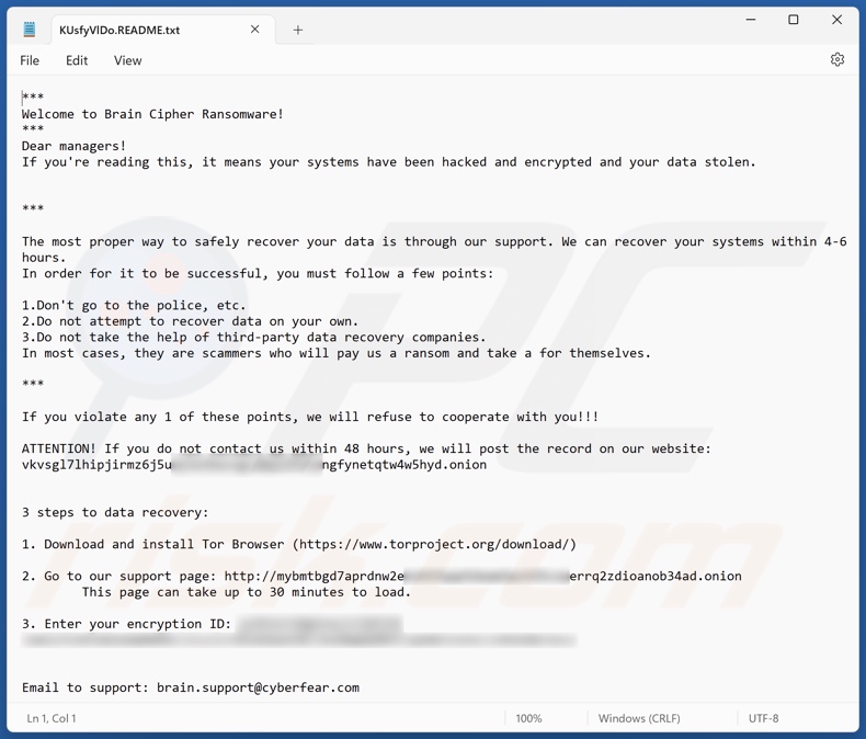 Brain Cipher ransomware losgeldbrief ([willekeurige_string].README.txt)