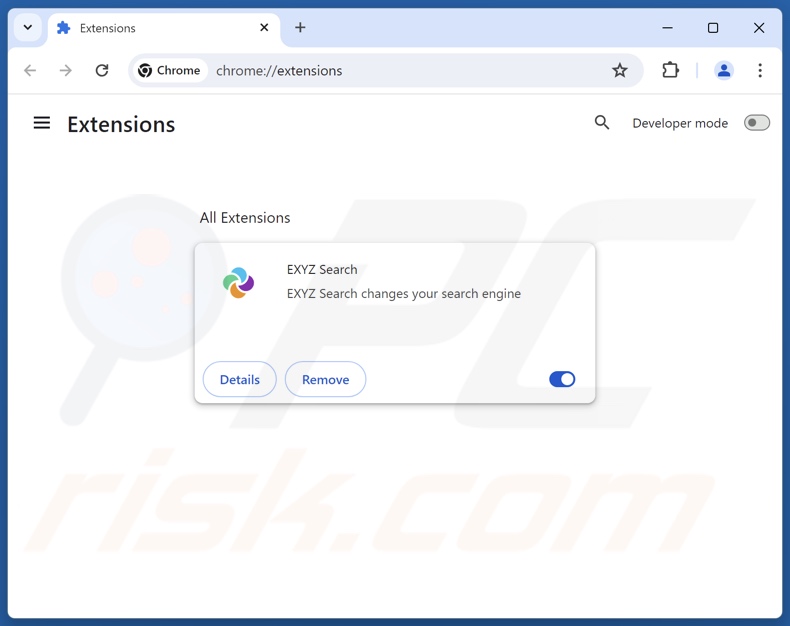 Exyzsearch.com gerelateerde Google Chrome-extensies verwijderen