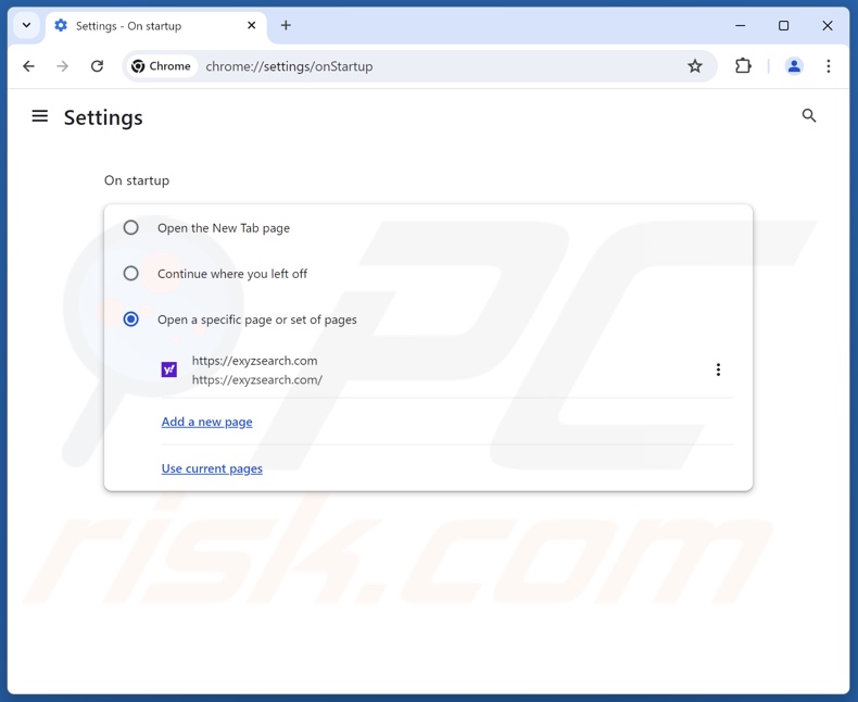 Exyzsearch.com verwijderen uit de startpagina van Google Chrome