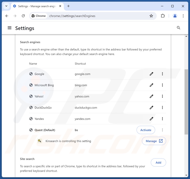 Findflarex.com uit de standaardzoekmachine van Google Chrome verwijderen