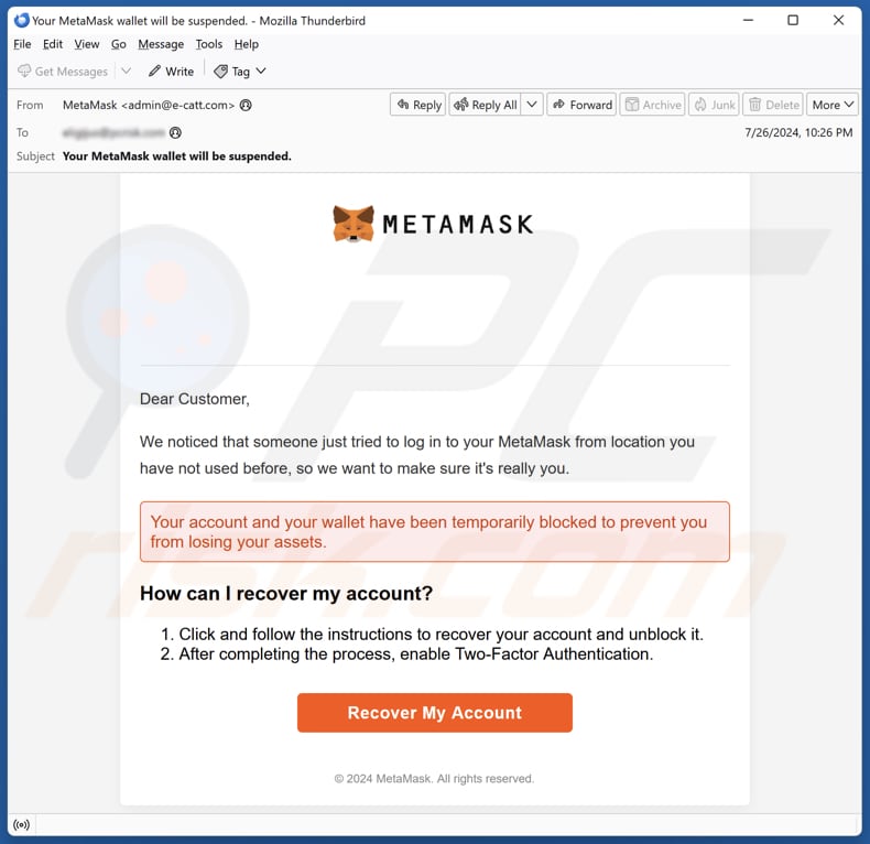 MetaMask Log-In Attempt spam e-mailcampagne
