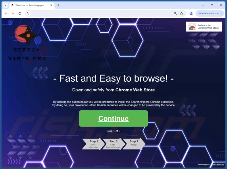 Website gebruikt om Searchninjapro browser hijacker te promoten