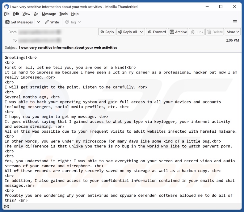 You Are One Of A Kind spam e-mailcampagne