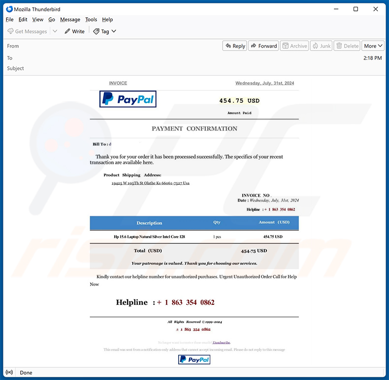 PayPal Order Confirmation e-mailoplichting (2024-08-06)