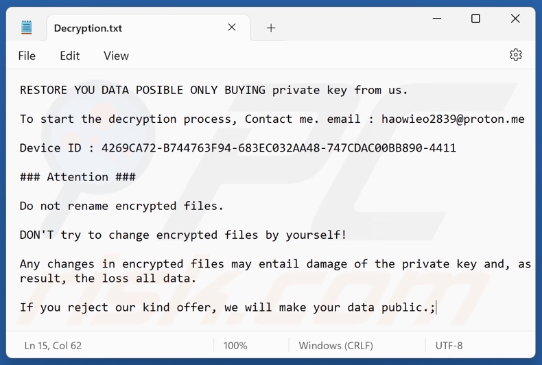 Crypto24 ransomware losgeldbrief (Decryption.txt)