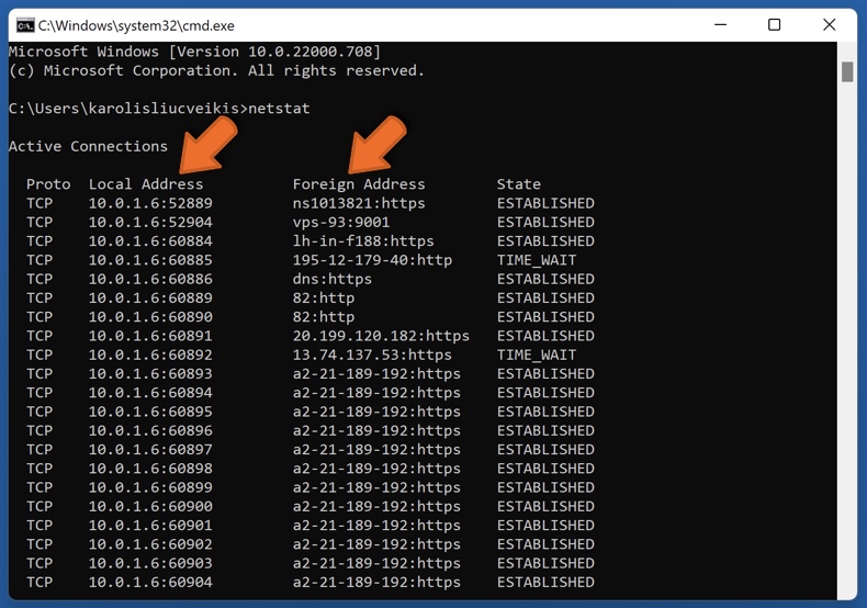 tech support scam netstat commando